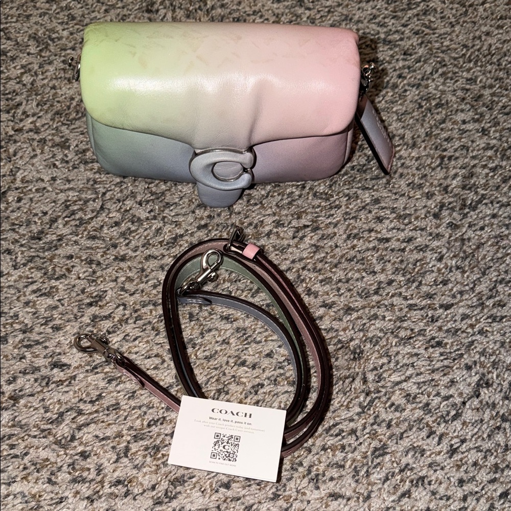 Coach Pastel Gradient Leather Shoulder Bag in Mint, Pink and Pale Blue - Picture 13 of 14